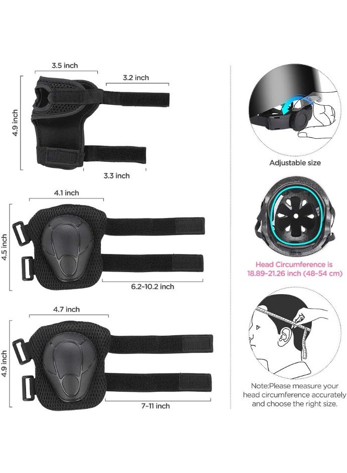 تابيت طقم خوذة دراجة للأطفال مع واقيات للركبة والمرفقين والمعصمين، طقم حماية 7 في 1 للأطفال من عمر سنتين إلى 8 سنوات، للبنات والأولاد، مناسب للتزلج على الألواح، وركوب الدراجات، والتزلج على العجلات، وتسلق الصخور (أسود) - Image 4